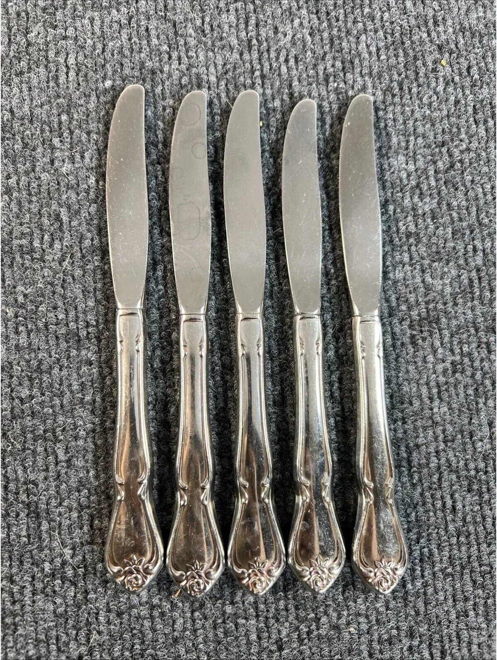 5 Oneida Dinner Butter Knives ARBOR ROSE Stainless Silverware Flatware
